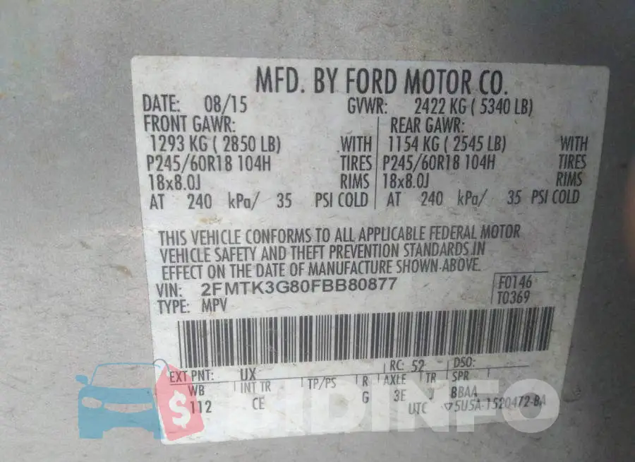 2FMTK3G80FBB80877 Photo# 9