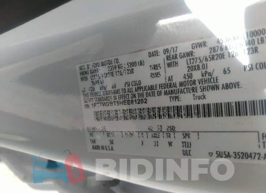 1FT7W2BT5HEE81202 Photo# 9