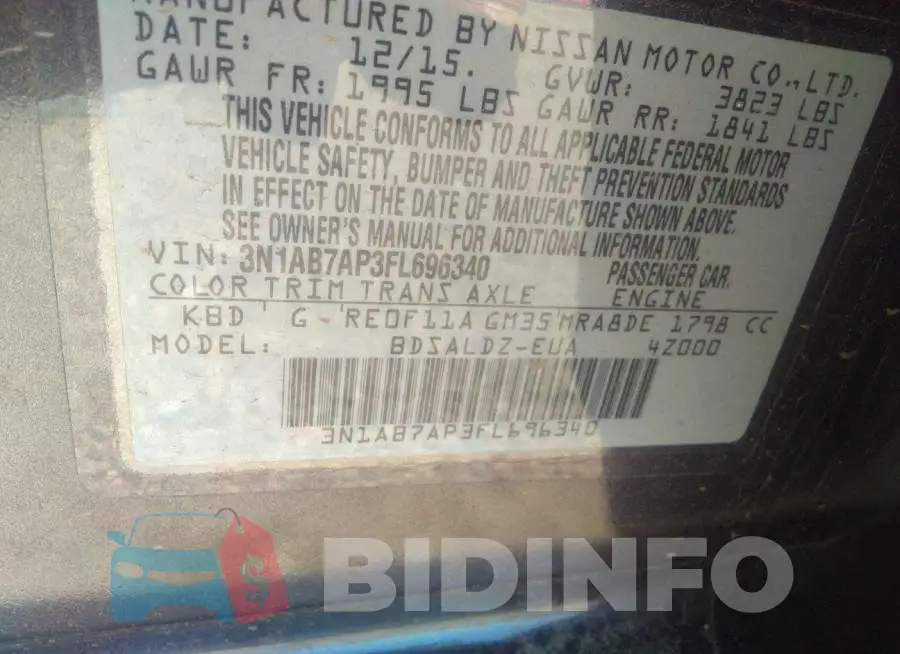 3N1AB7AP3FL696340 Photo# 9
