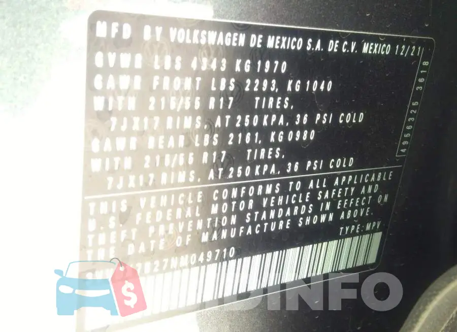3VVDX7B27NM049710 Photo# 9