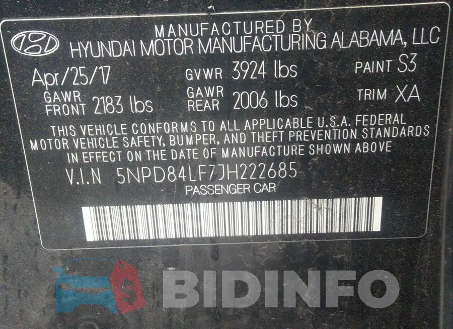 5NPD84LF7JH222685 Photo# 9