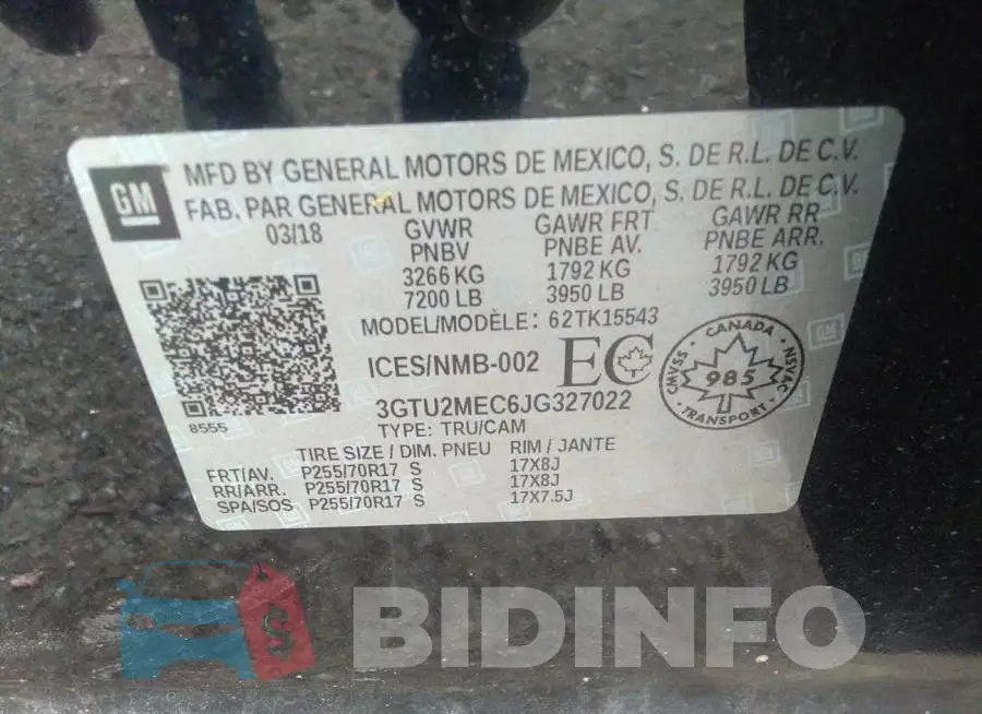 3GTU2MEC6JG327022 Photo# 9