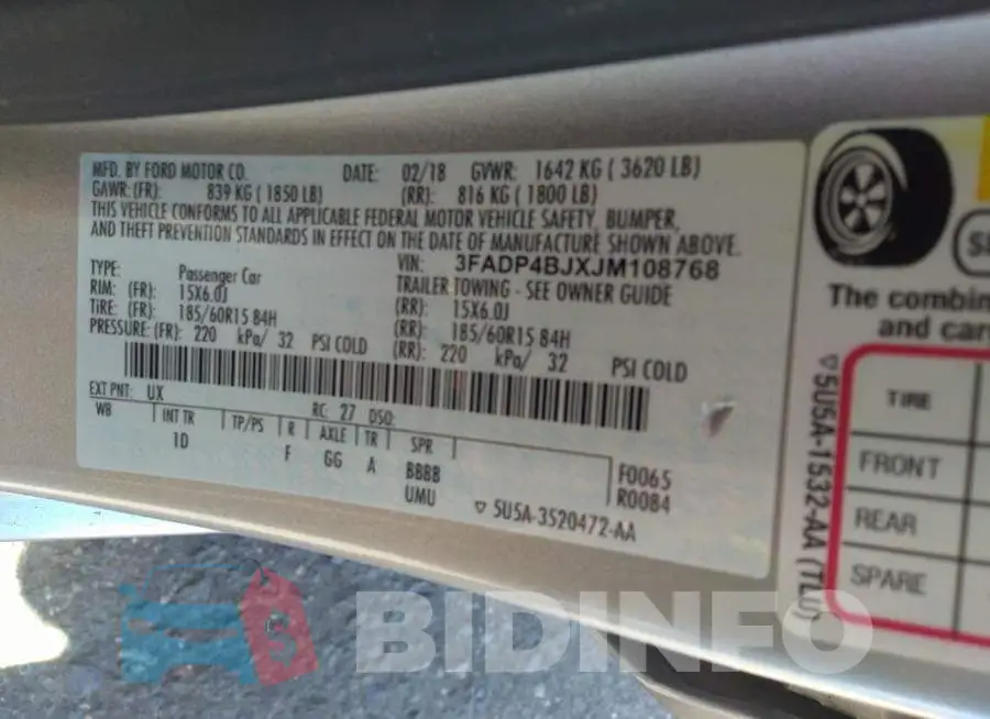 3FADP4BJXJM108768 Photo# 9