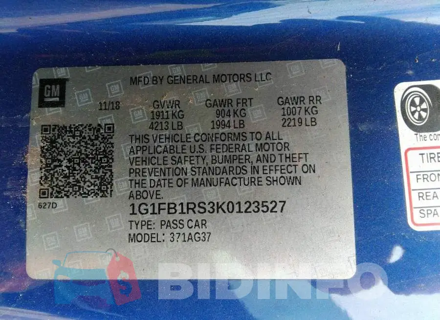 1G1FB1RS3K0123527 Photo# 9