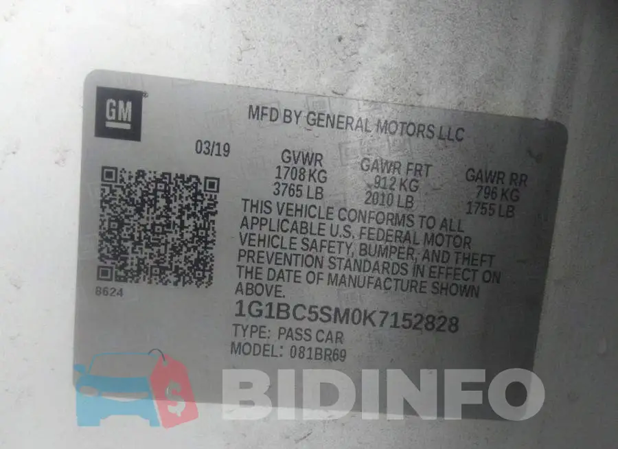 1G1BC5SM0K7152828 Photo# 9
