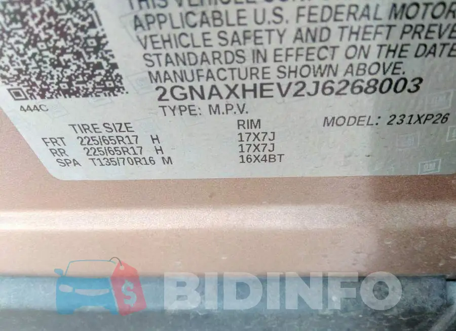 2GNAXHEV2J6268003 Photo# 9