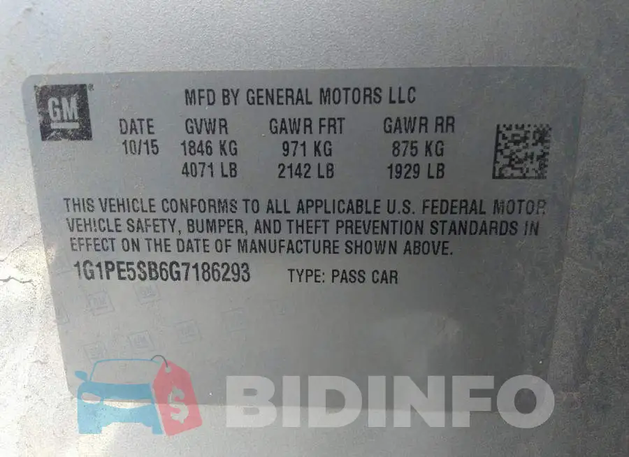 1G1PE5SB6G7186293 Photo# 9