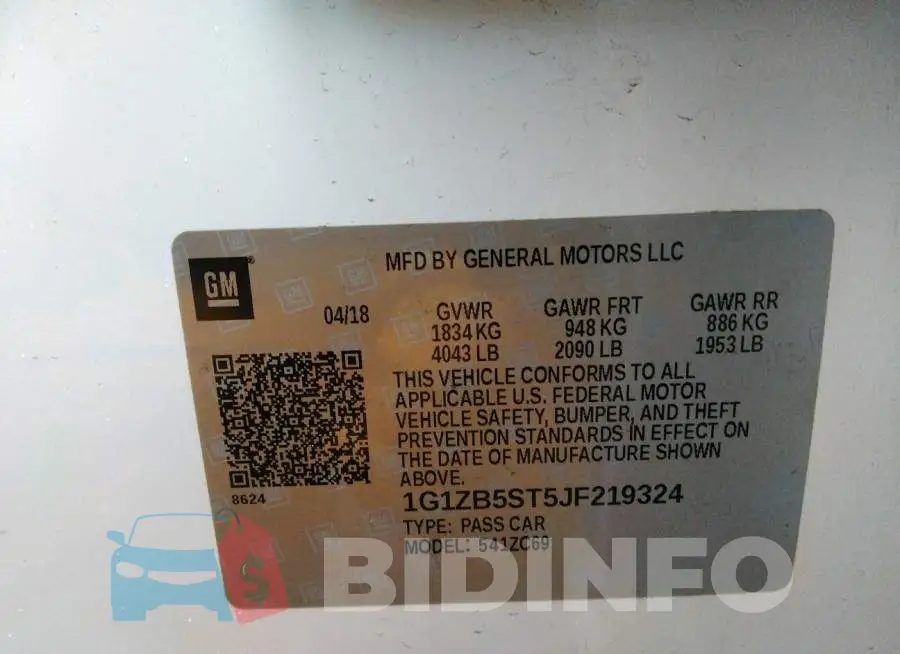 1G1ZB5ST5JF219324 Photo# 9