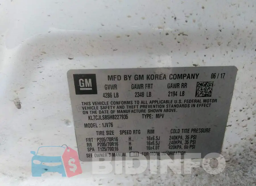 KL7CJLSB5HB227935 Photo# 9