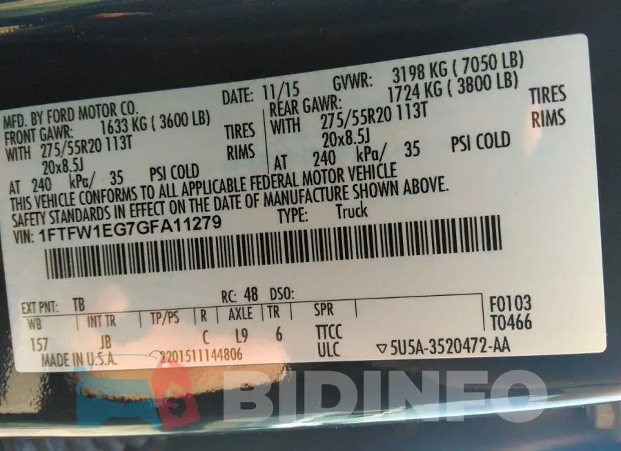 1FTFW1EG7GFA11279 Photo# 9