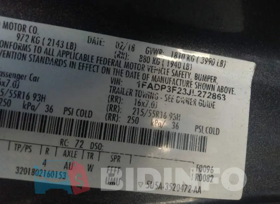 1FADP3F23JL272863 Photo# 9