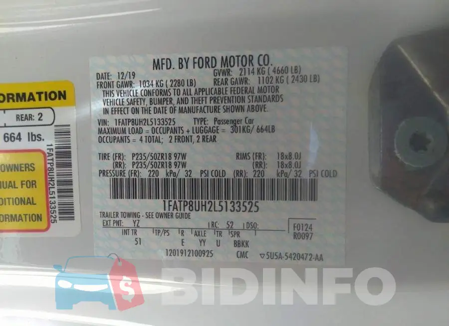 1FATP8UH2L5133525 Photo# 9