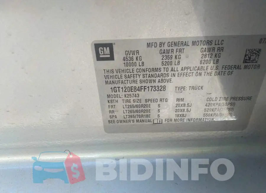 1GT120E84FF173328 Photo# 9