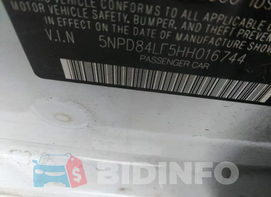 5NPD84LF5HH016744 Photo# 9
