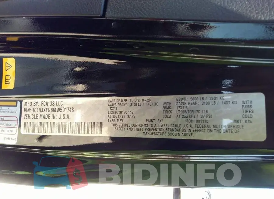 1C4HJXFG6MW501748 Photo# 9