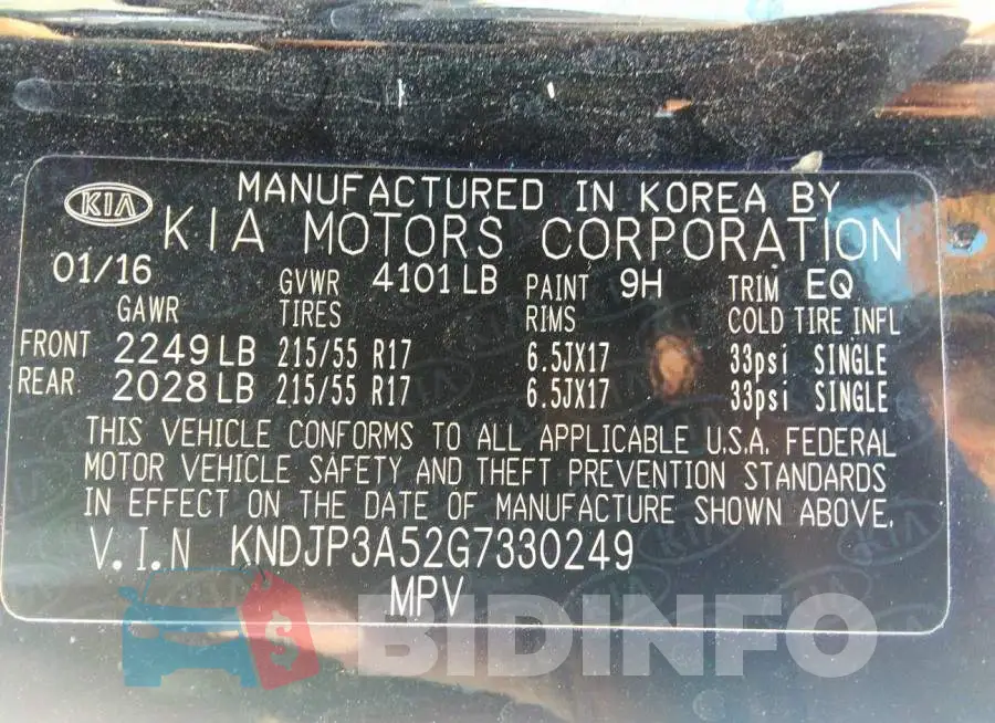 KNDJP3A52G7330249 Photo# 9
