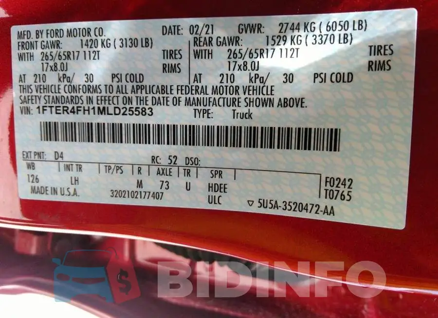 1FTER4FH1MLD25583 Photo# 9