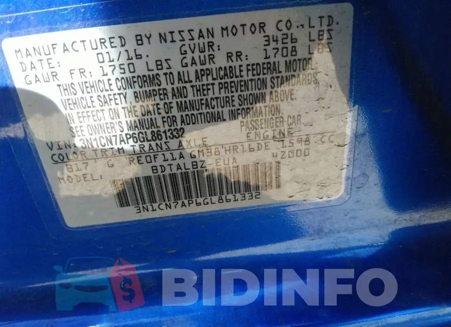 3N1CN7AP6GL861332 Photo# 9