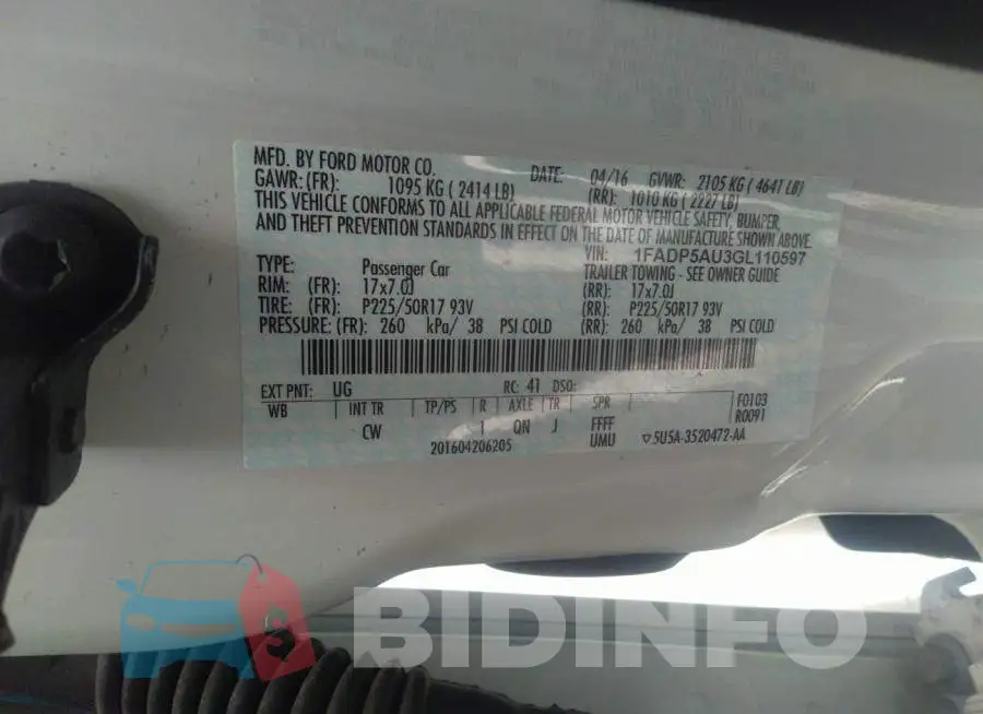 1FADP5AU3GL110597 Photo# 9