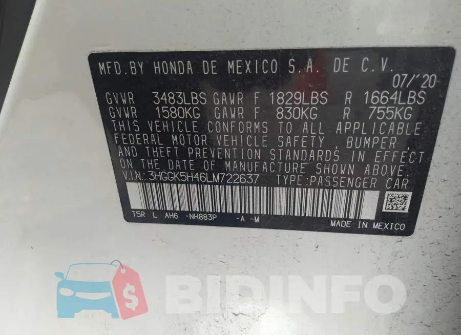 3HGGK5H46LM722637 Photo# 9