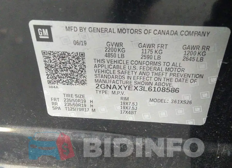 2GNAXYEX3L6108586 Photo# 9