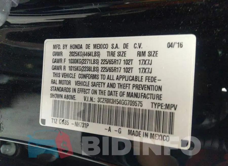 3CZRM3H54GG709575 Photo# 9