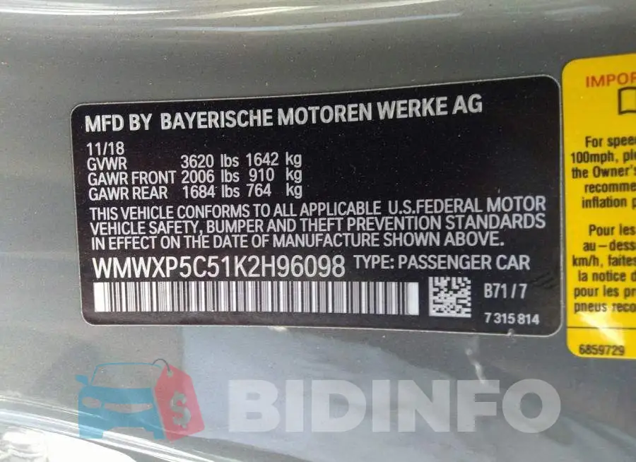 WMWXP5C51K2H96098 Photo# 9