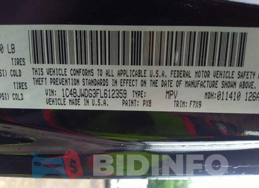 1C4BJWDG3FL612359 Photo# 9