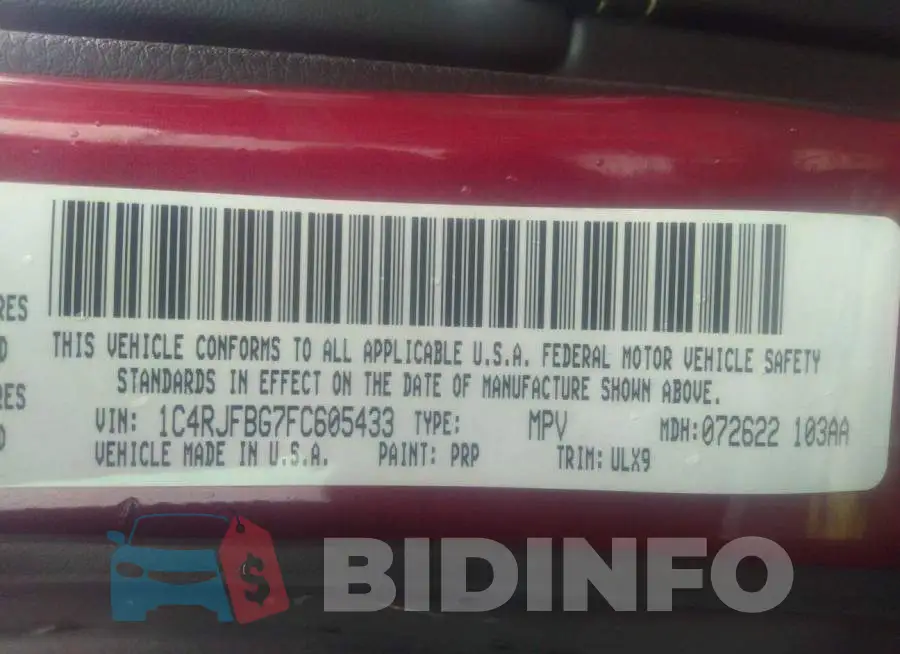 1C4RJFBG7FC605433 Photo# 9