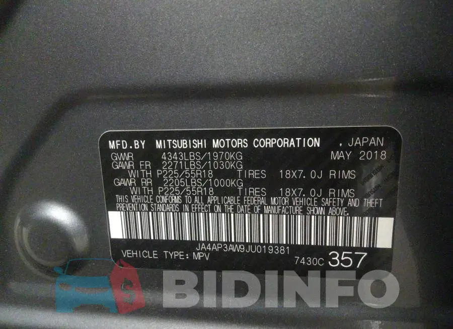 JA4AP3AW9JU019381 Photo# 9