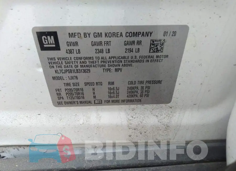 KL7CJPSB1LB313629 Photo# 9