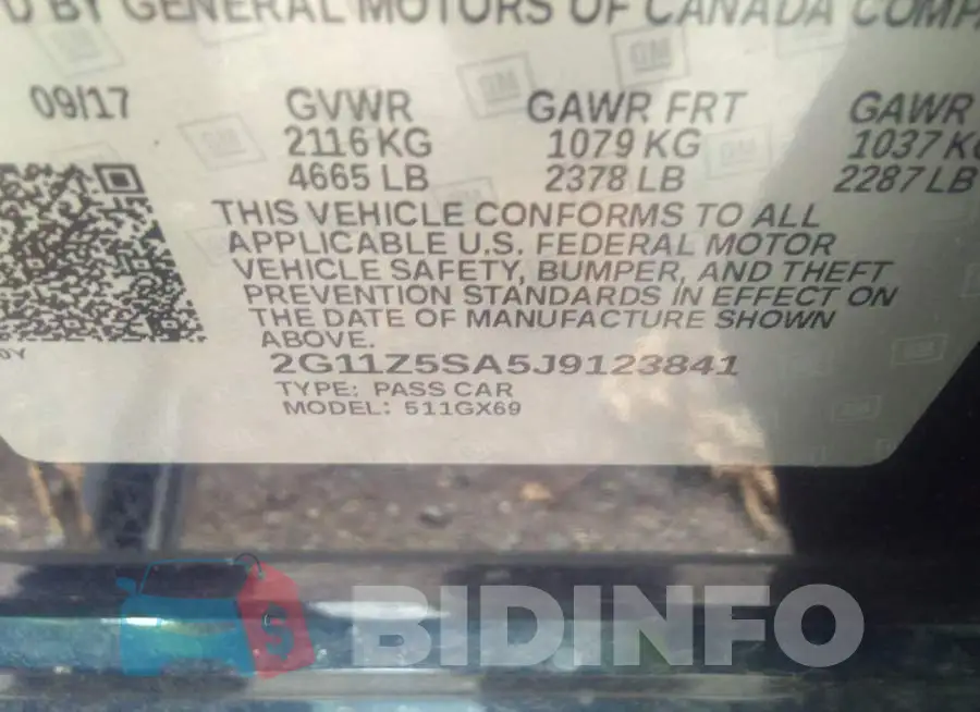 2G11Z5SA5J9123841 Photo# 9