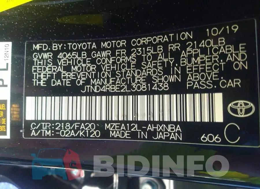 JTND4RBE2L3081438 Photo# 9