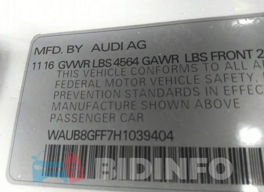 WAUB8GFF7H1039404 Photo# 9