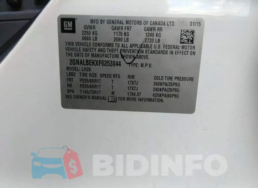 2GNALBEKXF6253044 Photo# 9