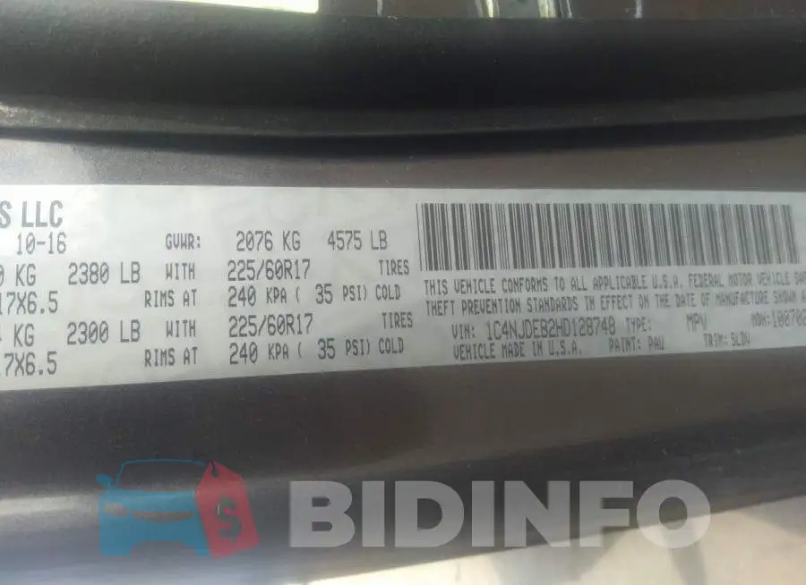 1C4NJDEB2HD128748 Photo# 9