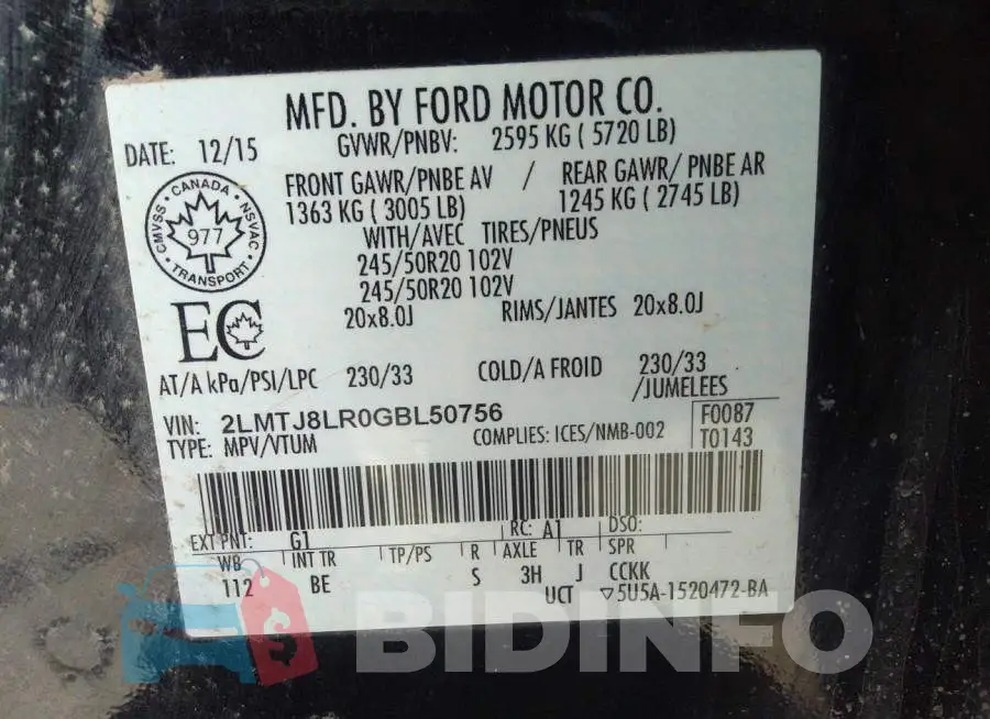 2LMTJ8LR0GBL50756 Photo# 9