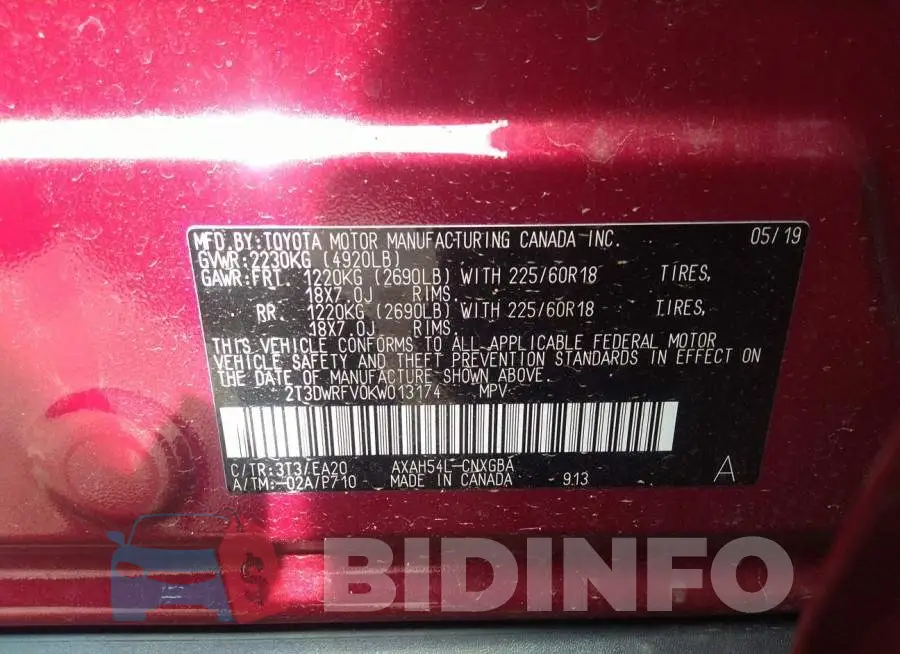 2T3DWRFV0KW013174 Photo# 9
