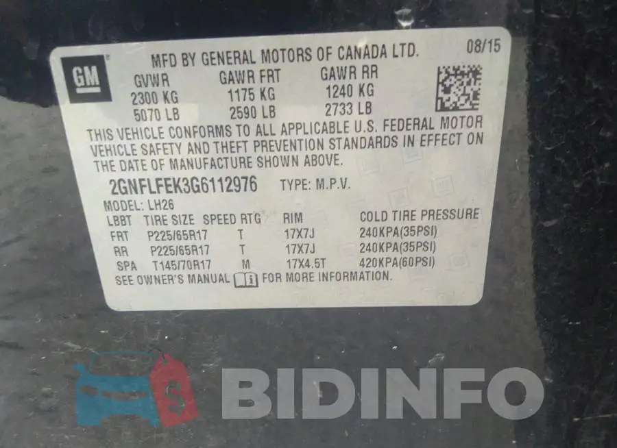 2GNFLFEK3G6112976 Photo# 9