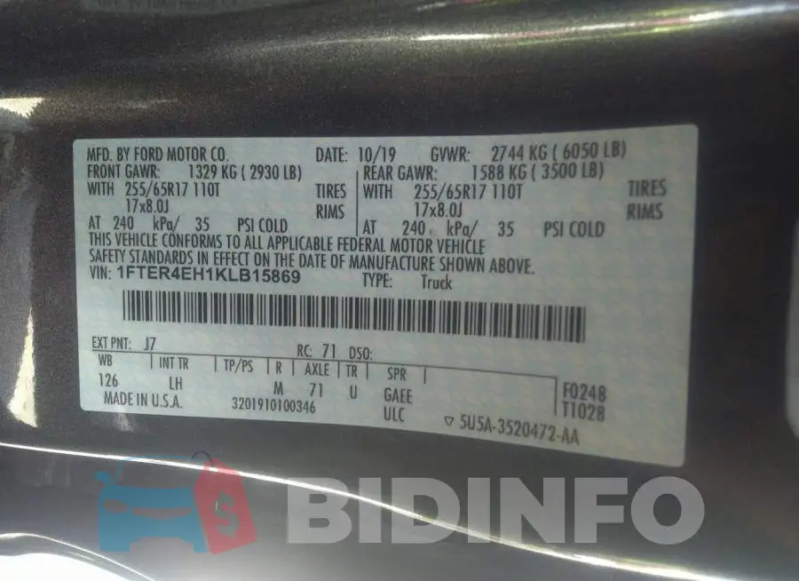 1FTER4EH1KLB15869 Photo# 9