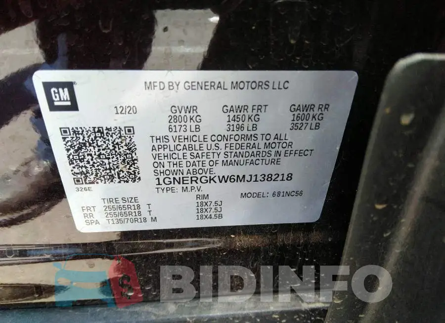 1GNERGKW6MJ138218 Photo# 9