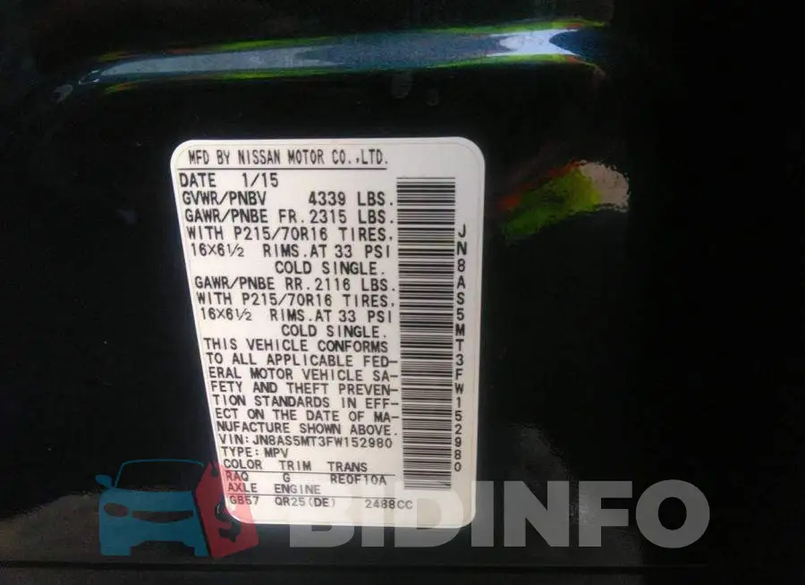JN8AS5MT3FW152980 Photo# 9