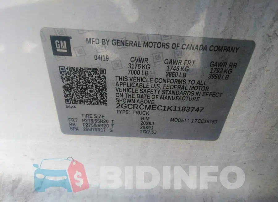 2GCRCMEC1K1183747 Photo# 9
