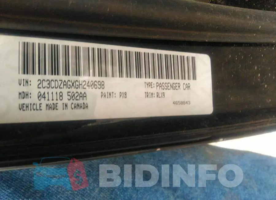 2C3CDZAGXGH240698 Photo# 9