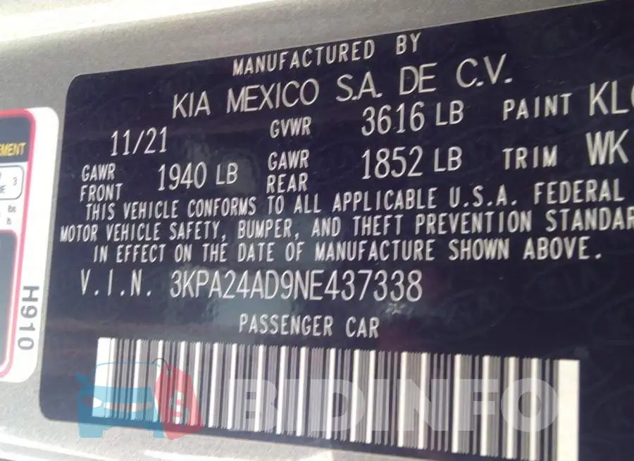 3KPA24AD9NE437338 Photo# 9