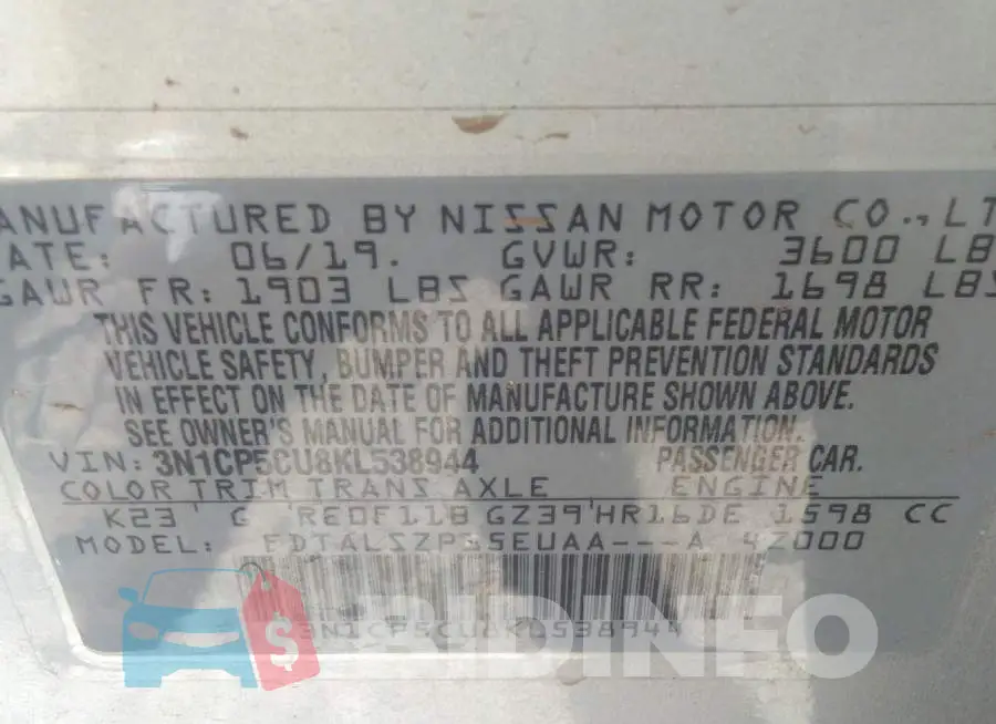 3N1CP5CU8KL538944 Photo# 9