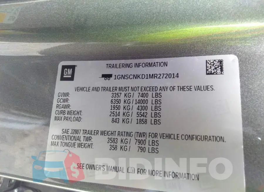 1GNSCNKD1MR272014 Photo# 9