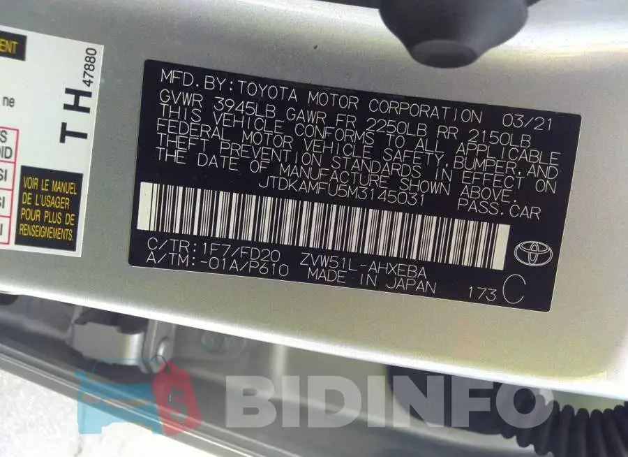 JTDKAMFU5M3145031 Photo# 9