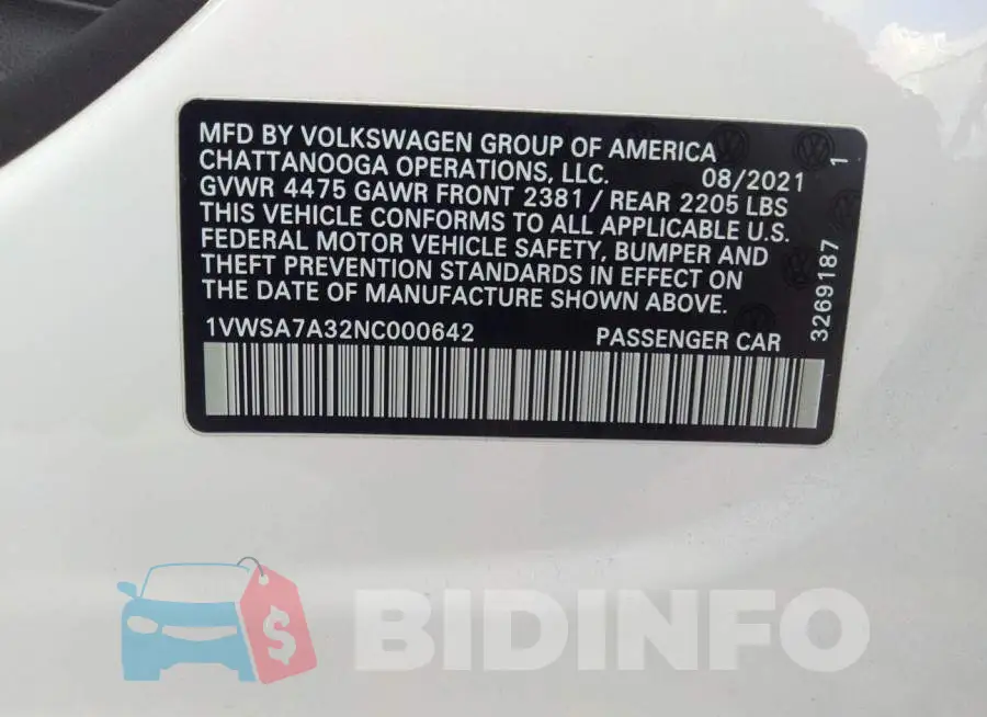 1VWSA7A32NC000642 Photo# 9