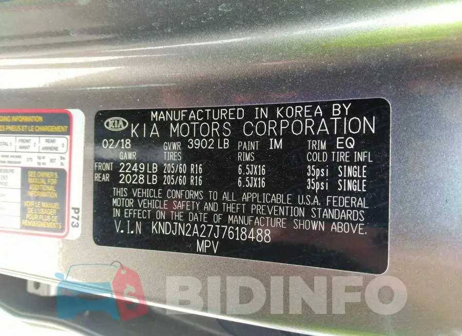 KNDJN2A27J7618488 Photo# 9